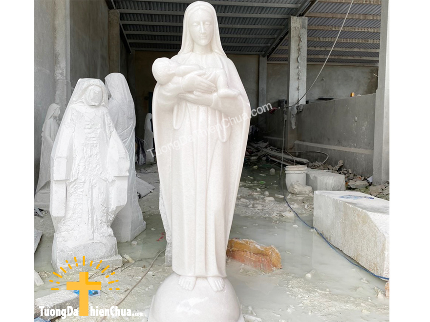 Tượng Đức Mẹ Fatima Bồng Chúa bằng Đá (Fatima-01)